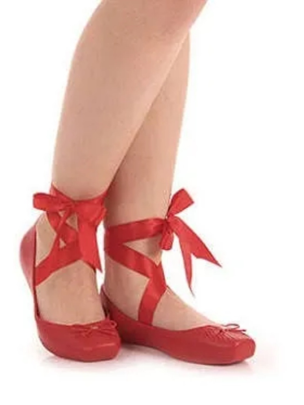 Melissa Red Ballet Flats with Satin Ankle Ties